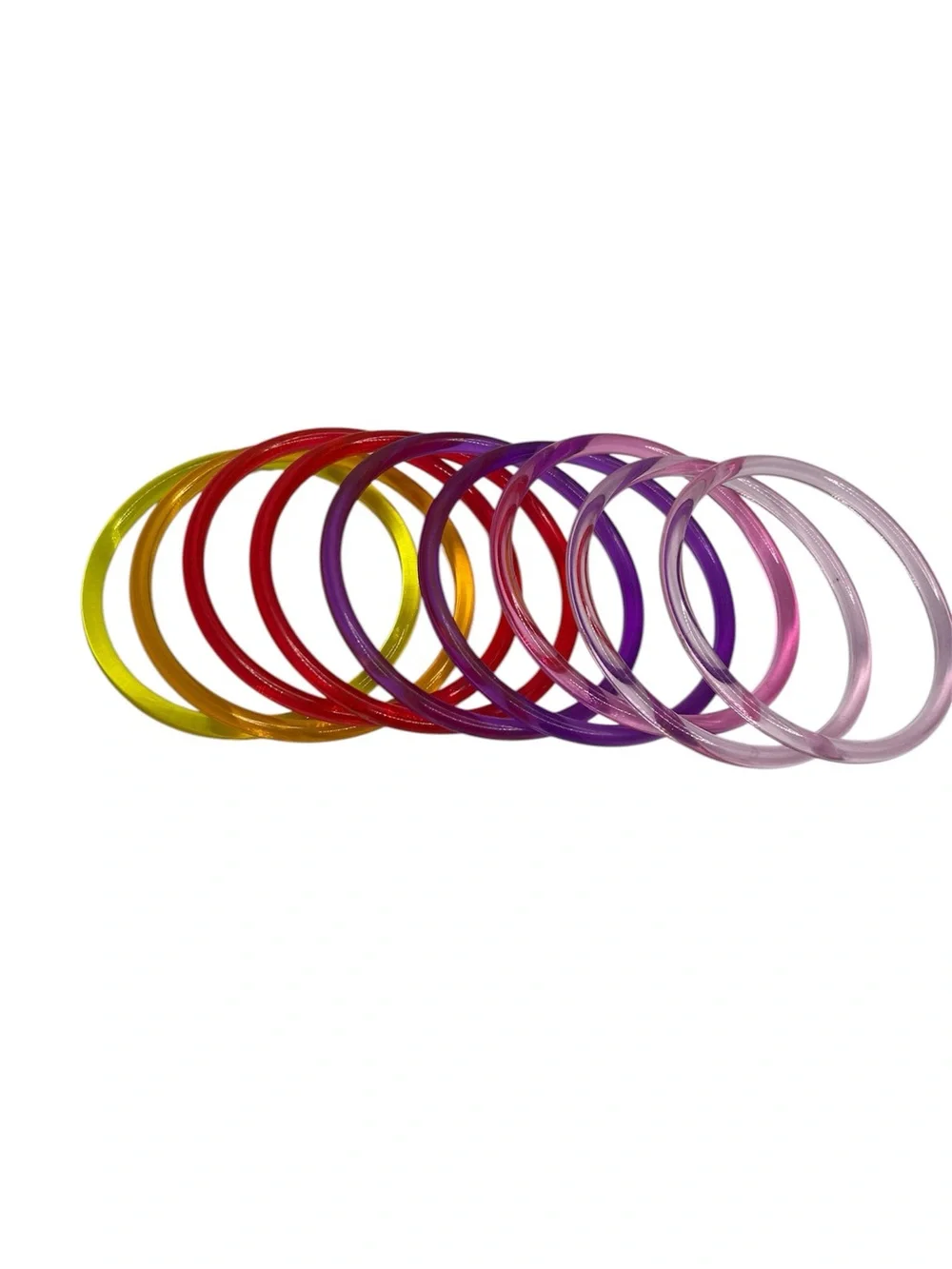 Vintage 90s Y2K Transparent Multicolor Acrylic Bangle Set - Women Accessories